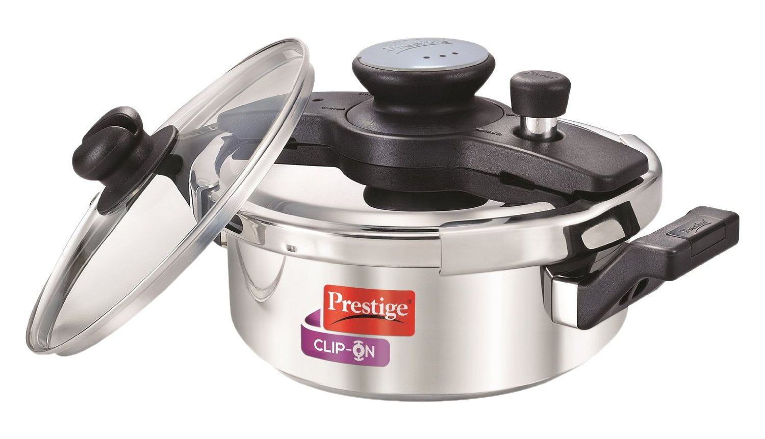 Prestige Svachh FLIP-ON Mini SS Pressure Cooker 18 cm-2 L with Glass L