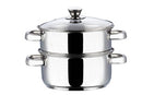 Vinod Stainless Steel Steamer 2 Tier with Glass Lid 20 cm | 2.5 mm Thick Base | Multi Purpose Momos, Modak Maker Steamer | Induction and Gas Base