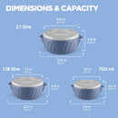 Milton Flora Regular Set Insulated Inner Steel Casserole for Roti 3Pc (750ml 1.25L & 2.1L) Hot Box for Kitchen, Hot Pot with Lid, Chapati Box, Roti Casserole, Serving Boxes, Hotcase, Stone Bue