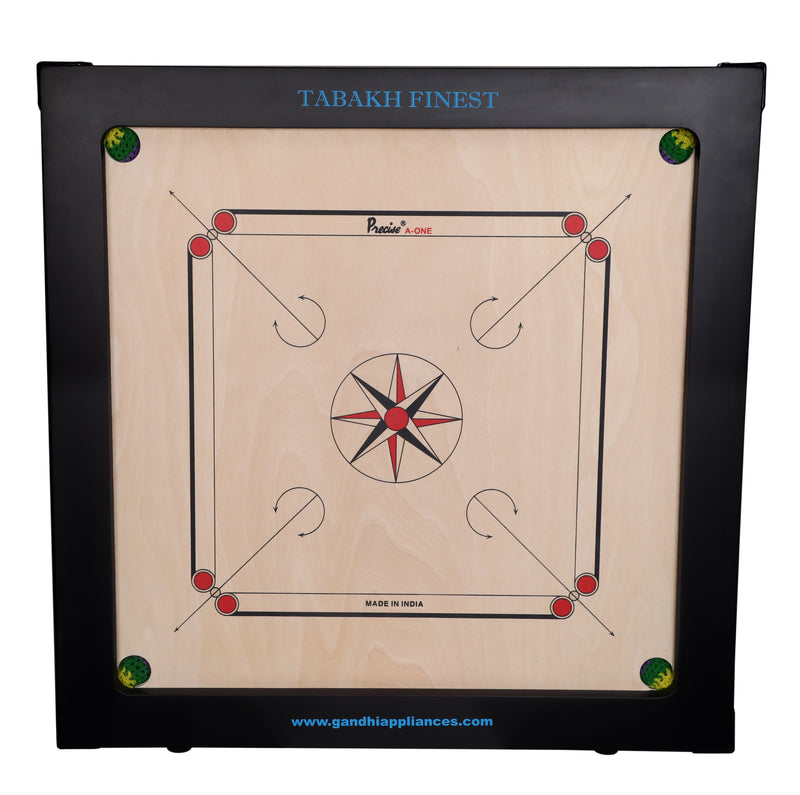 Tabakh Finest 16mm Precise Carrom Board with Coins, Striker, and Powder