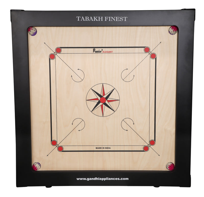 Tabakh Finest 20mm Carrom Board with Coins, Striker, and Powder by Precise