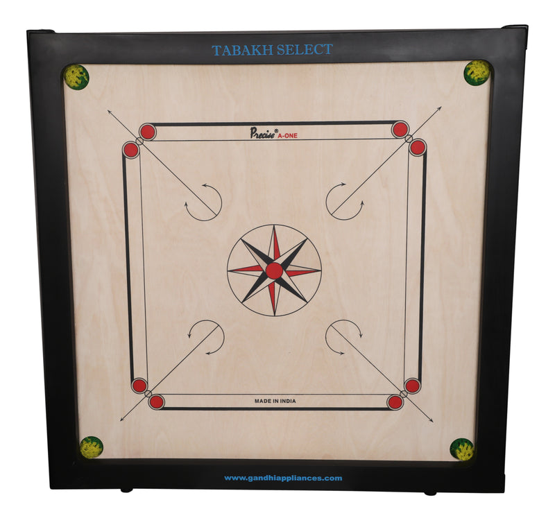 Tabakh Select 8mm Precise Carrom Board with Coins, Striker, and Powder