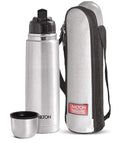 Milton Thermosteel Flip Lid Flask , Double Walled Vacuum Insulated  | 24 Hours Hot and Cold Water Bottle with Cover, 18/8 Stainless Steel, BPA Free, Leak-Proof | Silver