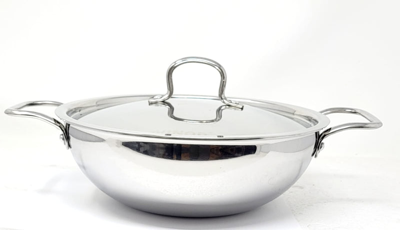 Vinod Platinum Triply Stainless Steel Extra Deep Kadai with Lid - 26cm (4.1L) (Induction Friendly)- New Model 2024