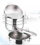 Vinod 5-Tier Stainless Steel Steam Cooker Manti Momos Steamer w/ Lid, 10", Silver