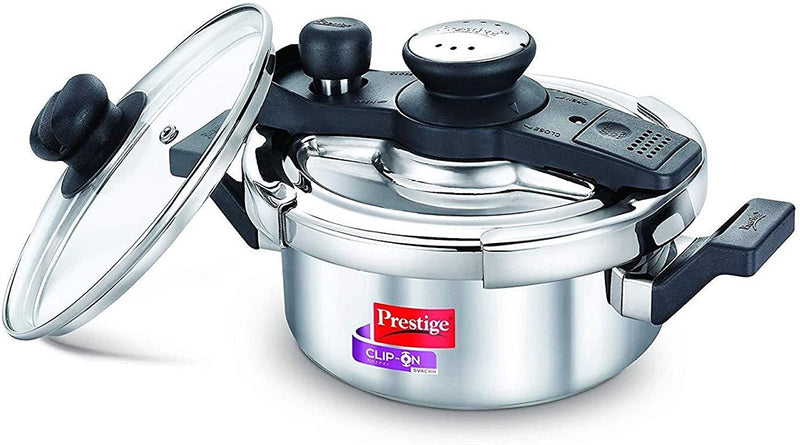 Prestige Svachh, 20237, 2 L, Stainless Steel Pressure Cookers, with deep lid for Spillage Control
