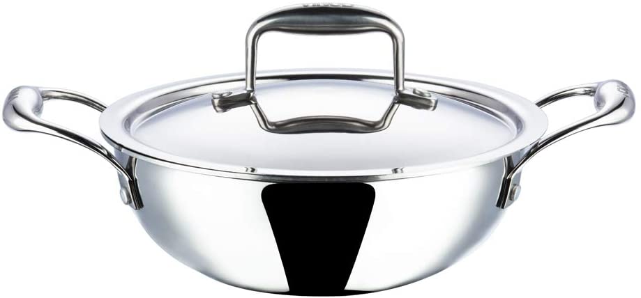 Buy Vinod Platinum Triply Stainless Steel Kadai With Lid Online at