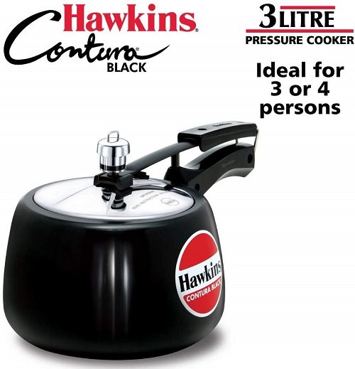 Hawkins CB40 Hard Anodised Pressure Cooker 4-Liter Contura Black
