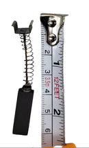 Measuring tape with a spring-loaded clip on a white background