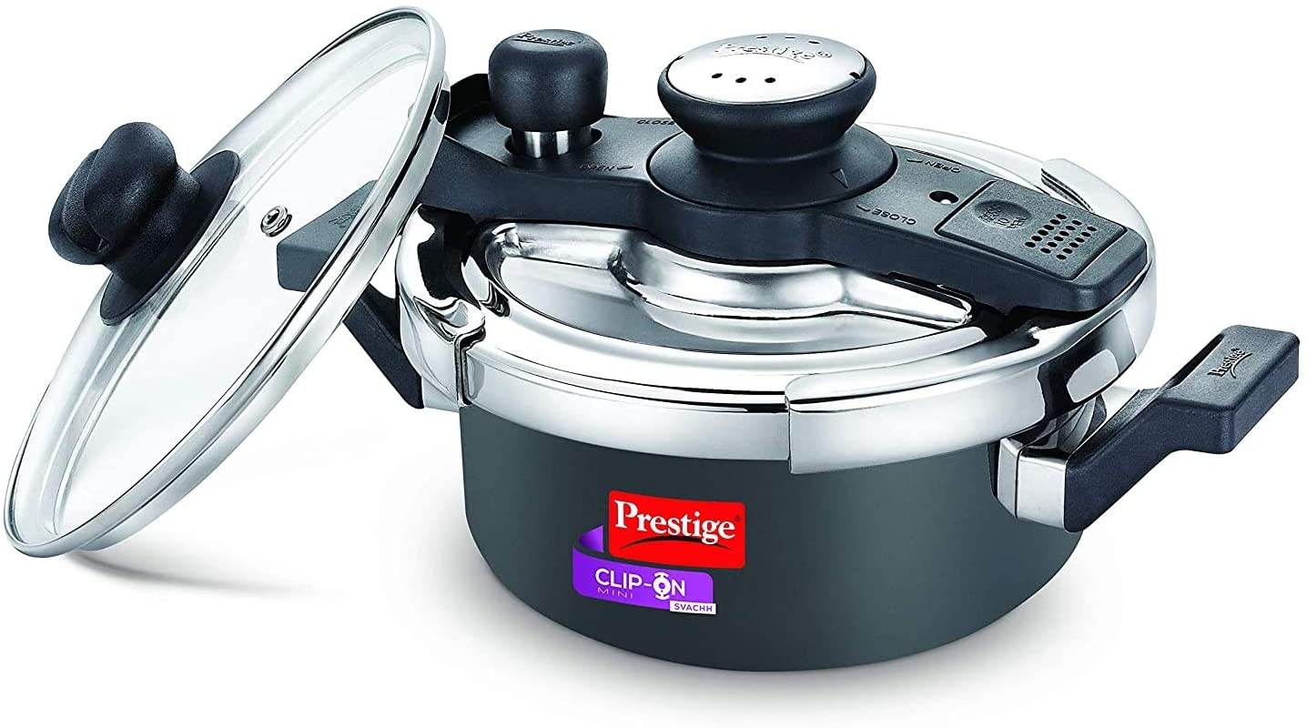 Prestige Svachh FLIP-ON Mini SS Pressure Cooker 18 cm-2 L with Glass L