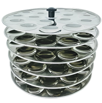 TABAKH Stainless Steel 6-Rack Mini Idli Stand for Cookers, Makes 108 Mini Idlys