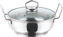 Vinod Induction Friendly Stainless Steel Kadai With Glass Lid 20cm 1.7 Liters