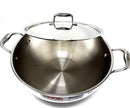 Vinod Platinum Triply Stainless Steel Extra Deep Kadai with Lid - 30cm (5.5L) (Induction Friendly)