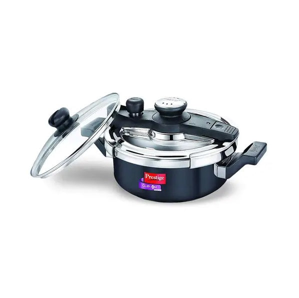 Prestige Svachh Clip-on 3 Litre Hard Anodised Pressure Cooker with Glass Lid