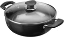 Vinod Cookware Professional Deep Kadhai Induction Friendly –  3.1 Liters (3.2 Quarts) – 24cm–Glass Lid