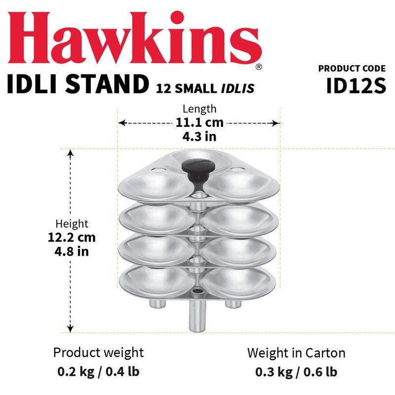 Hawkins Aluminum Idli Stand, Suitable For Hawkins 3L, 4L, 5L Cooker, Makes 12 Mini Idlis