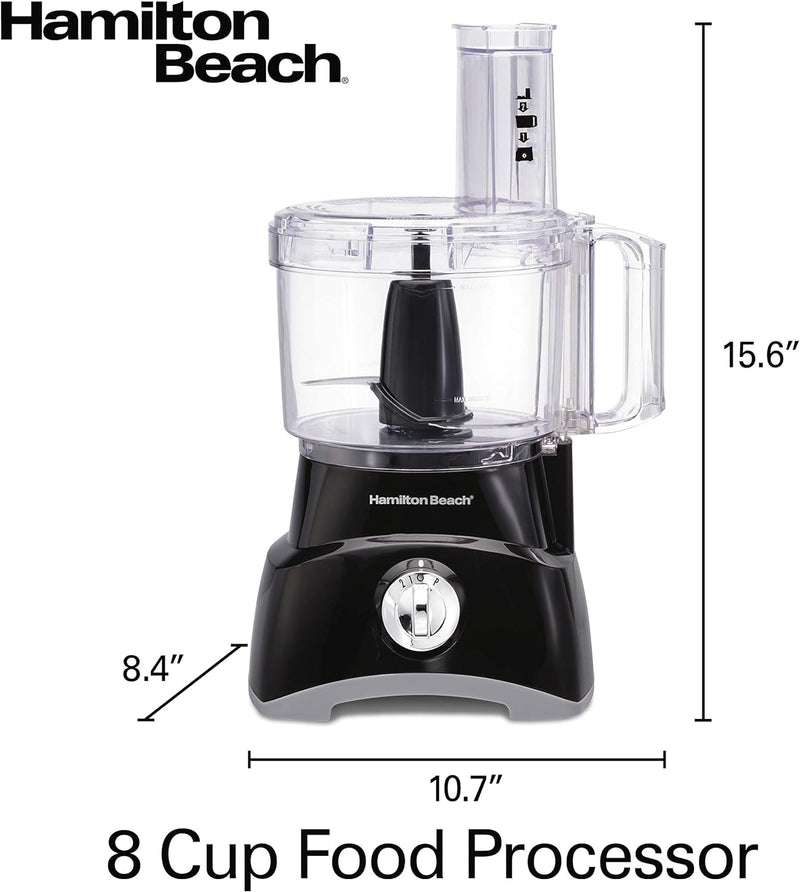 Hamilton Beach Food Processor & Vegetable Chopper for Slicing, Shredding, Mincing, and Puree, 8 Cup, Black