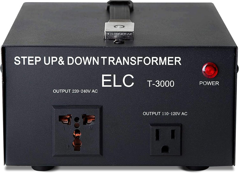 ELC T-3000 Voltage Converter Transformer - Step Up/Down - 110v to 220v / 220v to 110v Power Converter - Circuit Breaker Protection, CE Certified [3-Years Warranty]