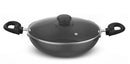 Preethi Daily Collection Non Stick Kadai 24 cm, with Glass Lid, 5 Star Non Stick Effect, Grey