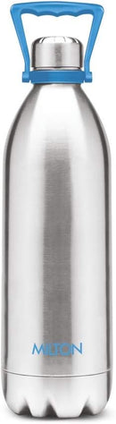 Milton Thermosteel Duo DLX 2000, Double Walled Vacuum Insulated Flask 2000 ml | 68 oz | 1.86 Ltr |24 Hours Hot and Cold Water Bottle, 18/8 Stainless Steel, BPA Free, Food Grade, Leak-Proof | Silver