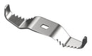 Metallic tool with serrated edge on a white background