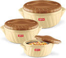 Milton Flora Regular Set Insulated Inner Steel Casserole for Roti 3Pc (750ml 1.25L & 2.1L) Hot Box for Kitchen, Hot Pot with Lid, Chapati Box, Roti Casserole, Serving Boxes, Hotcase, Silky Cream