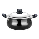 Vinod Black Pearl Hard Anodised Handi with Stainless Steel Lid 2 litres Capacity (Mini) with Riveted Sturdy Handles - 3.25 mm Thickness, Black (Gas Stove Compatible)