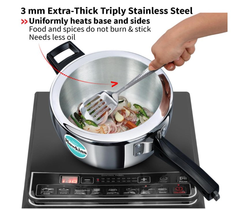 Hawkins Liter Triply Stainless Steel Pressure Cooker Inner Lid Coo
