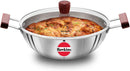 HAWKINS 5 Litre Deep Kadhai, Triply Stainless Steel Kadai with Glass Lid, Flat Bottom Induction Deep Kadhai, Big Kadai, Silver