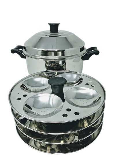 Tabakh Multi Purpose 4-Rack Stainless Steel Idli Cooker with Stand, Makes 16 Idlis