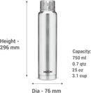 Milton Thermosteel Elfin 750, Vacuum Insulated Flask, 750 ml | 25 oz | 24 Hours Hot & Cold Water Bottle 18/8 Stainless Steel, Durable Body, BPA Free, Leak-Proof Simple Screw Lid | Silver