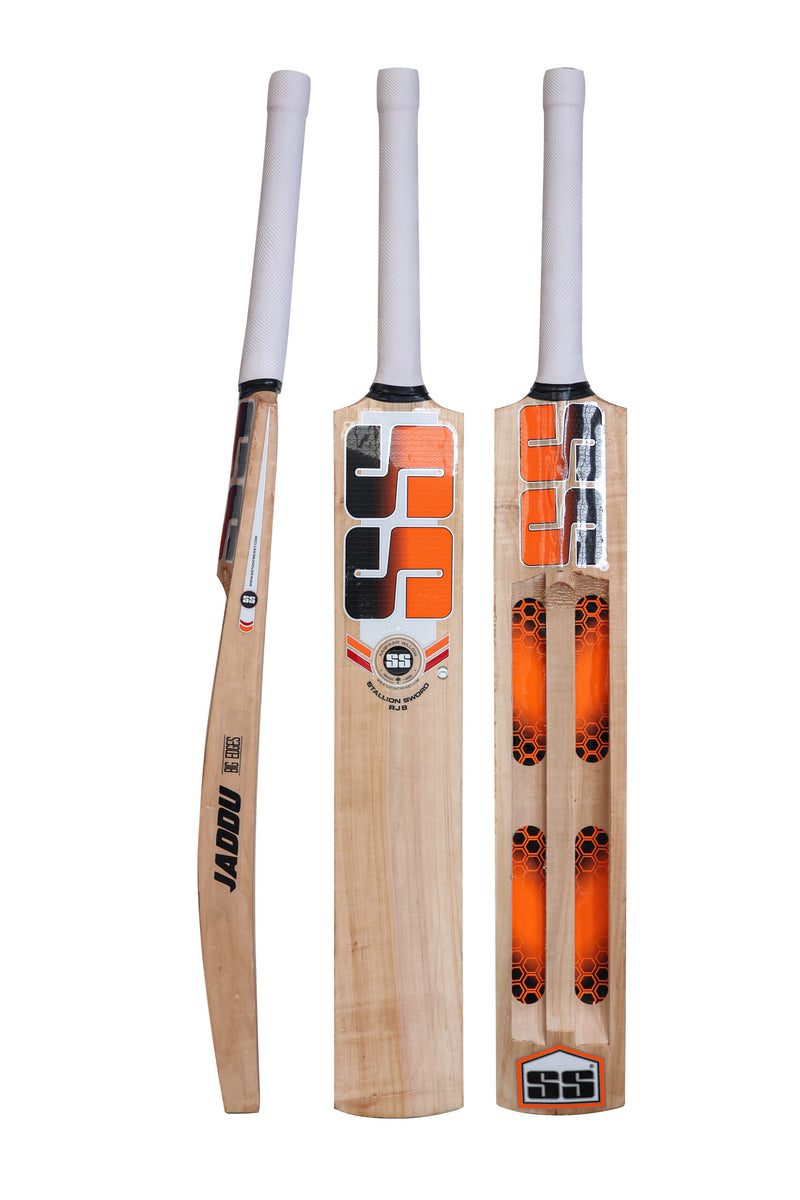 SS Jaddu Players Jumbo Kashmir Willow Leather Ball Cricket Bat Adult Size - Short Handle (Cover Included)