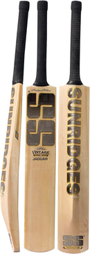 SS Vintage Jaguar Kashmir Willow Leather Ball Cricket Bat Adult Size - Short Handle (Cover Included)