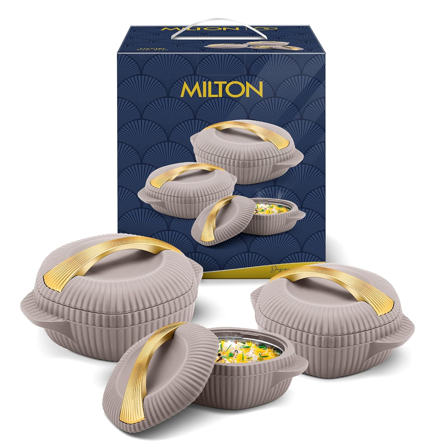 MILTON Casserole Oyster Regular Gift Set 3 Pcs Set Hotpot (1000ml, 150