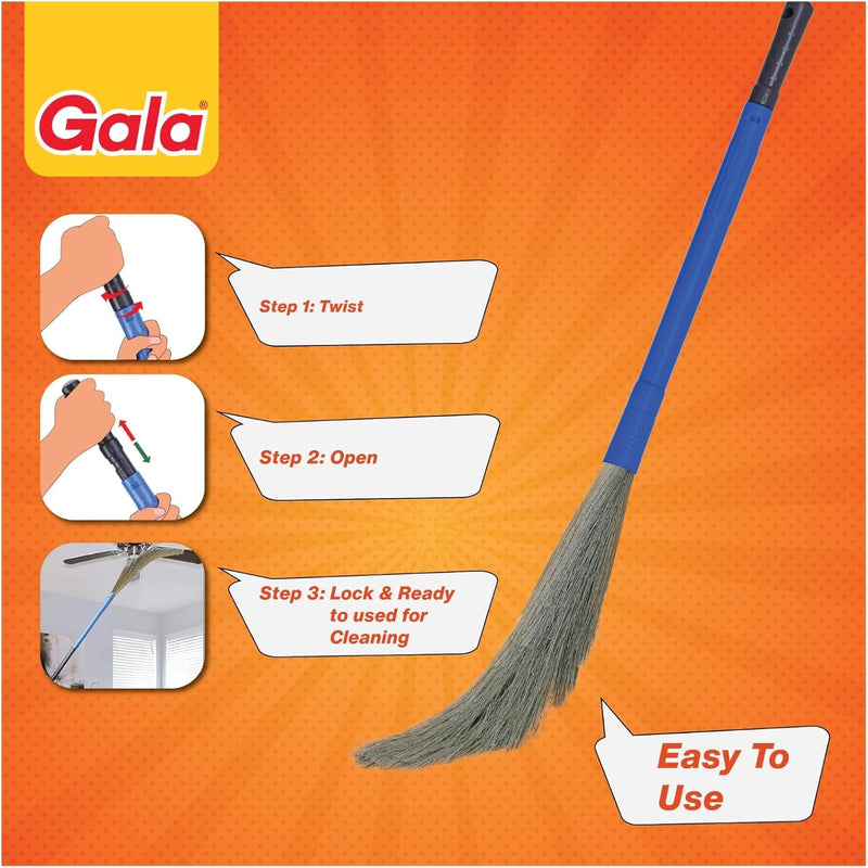 Gala No Dust Floor Broom - Freedom from Dust - Bhusa 2-in-1 with Extendable Handle