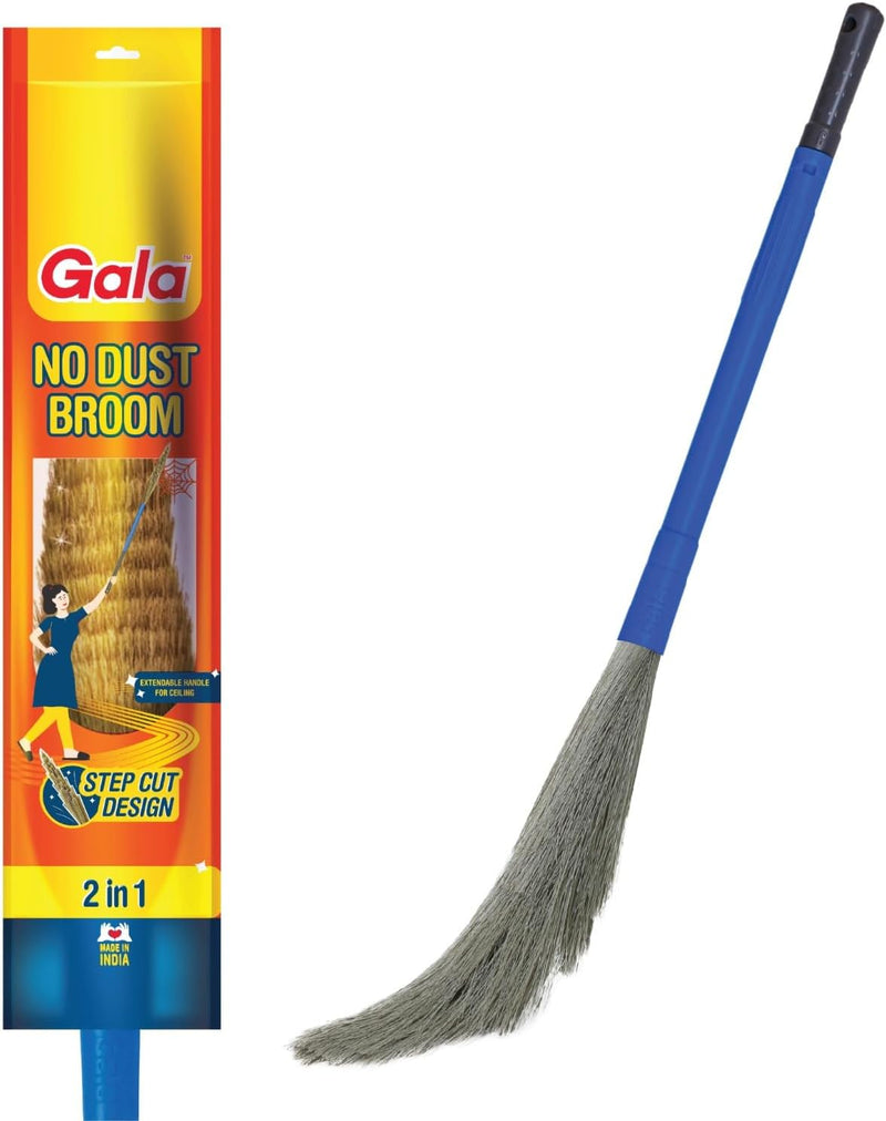 Gala No Dust Floor Broom - Freedom from Dust - Bhusa 2-in-1 with Extendable Handle