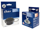 Oster blender accessory set including a small black blender jar, ice crusher, blade, and sealing rings packaged in a blue and white box.