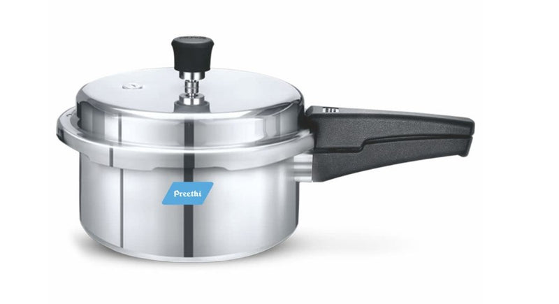 Preethi Aluminum Outer Lid Pressure Cooker Non Induction Base, 3 Litres