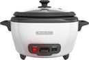 Black and Decker 6-Cup Rice Cooker RC506 3-Cup Uncooked Rice, Steaming Basket, Removable Non-Stick Bowl, One Touch