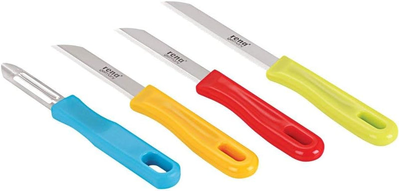 Rena 4 pcs Knife Set - 3 Kitchen Knives and 1 Peeler Set