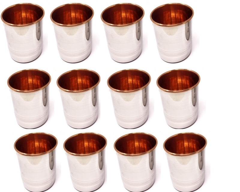 Tabakh Steel Copper Mirror Line Straight Tumbler Glass, 11.8 US Fl Oz 350ML