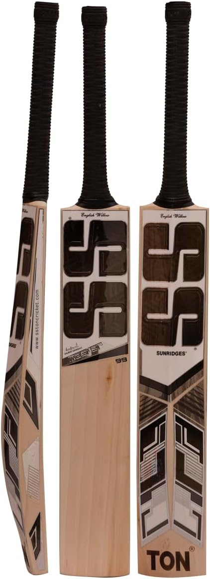 SS Sunridges Master 99 Premium Cricket English Willow Leather Ball Cricket Bat - Adult Size - Short Handle (Bat Cover Included)