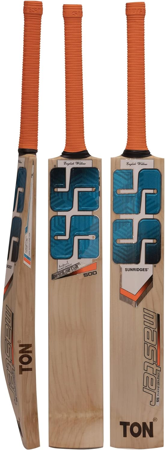 SS TON Premium English Willow Cricket Bat - Full Size for Adults, Short Handle - Bat Cover Included