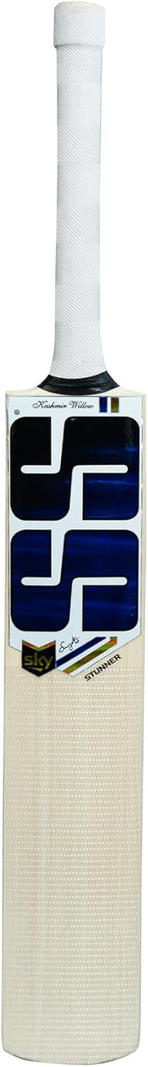 SS Premium Cricket Kashmir Willow Leather Ball Cricket bat ' Adult Size - Short Handle (Bat Cover Included) (Sky Stunner)