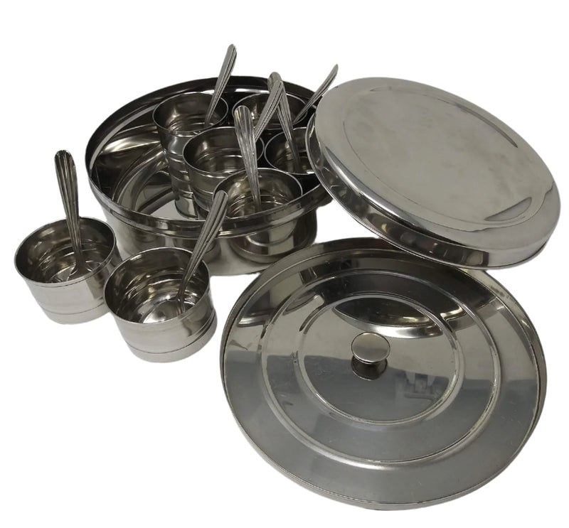 Tabakh Stainless Steel Sada Masala Dabba Spice Container Box, 8-Inches, Silver