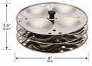 Stack of SS plates with dimensions labeled on a white background