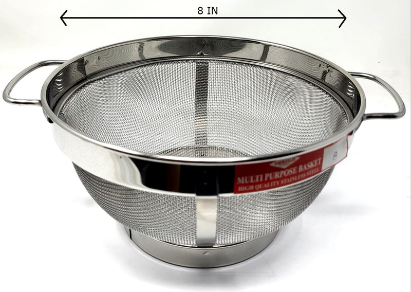 TABAKH Stainless Steel Multi Purpose Basket | Fruit Basket | Vegetable Basket (8 Inch Diameter)