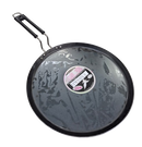 Black frying pan with a handle on a white background