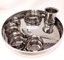 TABAKH Stainless Steel Dinner Set, Curved Hammered Finish Thali Set - 8 Piece, Elegant Tableware and Dining Set