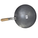 TABAKH Concave Iron Tawa Griddle, Wooden Handle